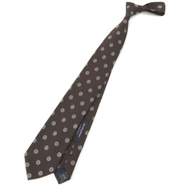 【SILVER LINE】シルク小紋ネクタイ 8.5cm幅/ブラウン/Finest fabrics by COMO ITALY