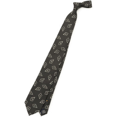 【発送在庫あり】【SL】シルクブレンド小紋ネクタイ 8.0cm幅/ダークグリーン×シルバー