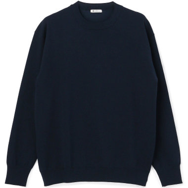【RBC】コットンブレンドクルーネックニット/ネイビー/マシンウォッシャブル/「UVカット」「接触冷感」