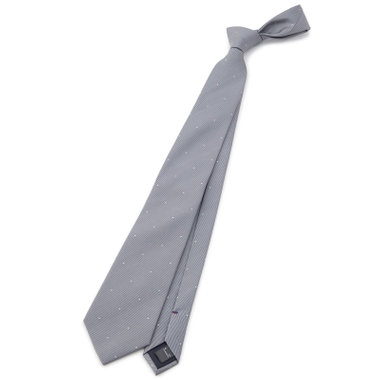 【BLACK LINE】シルクブレンドドットネクタイ 7.5cm幅/グレー