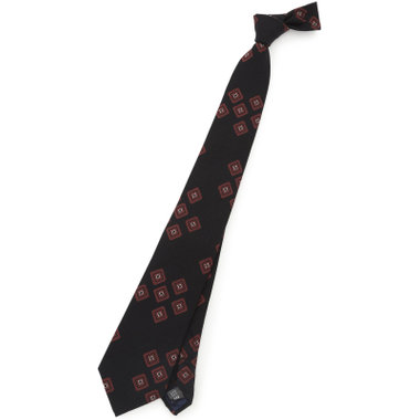 【SL】コットンウールシルク小紋ネクタイ 8.5cm幅/ブラック×ワイン/ITALIAN FABRICS