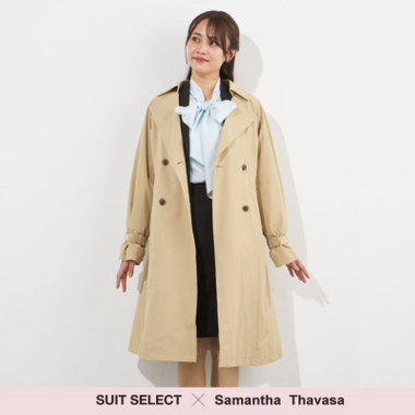 【SUIT SELECT×Samantha Thavasa】バックプリーツ トレンチコート/ベージュ