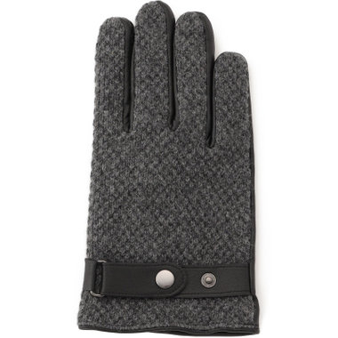 グローブ/グレー×ニット＆ブラック×レザー/size:24cm