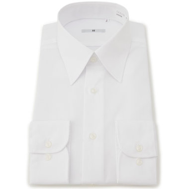 【SILVER LINE】【形態安定】レギュラーカラードレスワイシャツ/ホワイト×ブロード (無地)