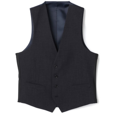 【SLIM TAPERED_2】【春夏】リバーシブルジレ(ベスト)/ネイビー＆グレー/4S SUSTAINABILITY&ECOLOGY FABRIC