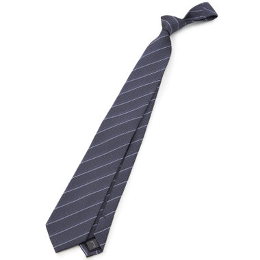 【BLACK LINE】シルクブレンドストライプネクタイ 7.5cm幅/ダークブルー