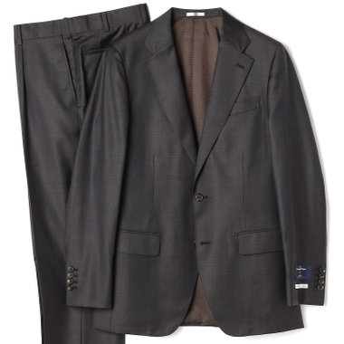 【先行予約】【CLASSICO TAPERED】【秋冬】2釦シングルスーツ 1タック/ブラウン×メランジ調グレンチェック/ウエストムーブ/Ermenegildo Zegna Traveller/※裾上げ必要