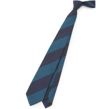 【BLACK LINE】コットンシルクストライプネクタイ 7.5cm幅/ネイビー×グリーン/ITALIAN FABRICS