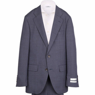 【WEB限定/OUTLET】【CLASSICO TAPERED】【春夏】スペアパンツ付き/2釦シングルスーツ 1タック/ネイビー×チェック/ウエストシャーリング/4S SUSTAINABILITY&ECOLOGY FABRIC