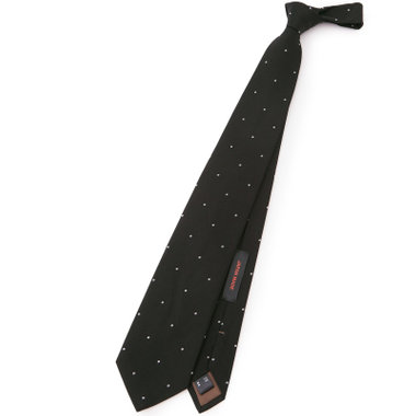 【SILVER LINE】シルクコットンドットネクタイ 8.5cm幅/ネイビー/JAPAN MADE