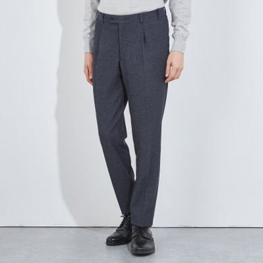 【CLASSICO TAPERED】【秋冬】1タックテーパードパンツ/ネイビー/ウエストシャーリング/4S SUSTAINABILITY&ECOLOGY FABRIC/※裾上げ必要