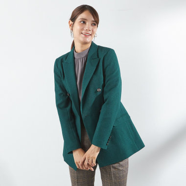 【SILVER LINE】【秋冬】6釦2掛けダブルブレザー/4S SUSTAINABILITY&ECOLOGY FABRIC/ディープグリーン×メタル釦