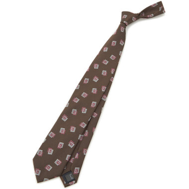 【SILVER LINE】シルクブレンド小紋ネクタイ 8.0cm幅/ブラウン