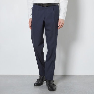 【CLASSICO TAPERED】【春夏】1タックテーパードパンツ/ネイビー×グレンチェック/ウエストムーブ/※裾上げ必要