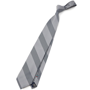 【SILVER LINE】シルクブレンドストライプネクタイ 8.０cm幅/グレー