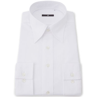 【発送在庫あり】【BLACK LINE】【形態安定】ロングポイントカラーワイシャツ/ホワイト