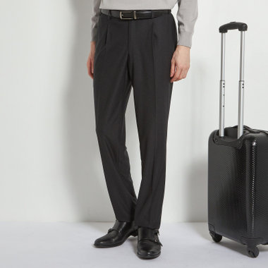 【CLASSICO TAPERED】【春夏】1タックテーパードパンツ/ブラック/ウエストシャーリング仕様/4S SUSTAINABILITY&ECOLOGY FABRIC/※裾直し必要