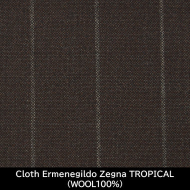 【国内縫製】【MEN'S】【パターンオーダー】【CLASSICO TAPERED S】【春夏】スーツ/ブラウン×ストライプ/Cloth Ermenegildo Zegna TROPICAL(WOOL100%)