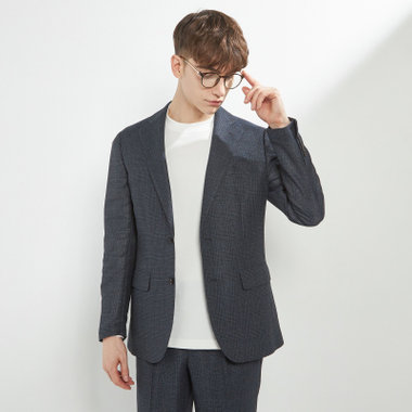 【5DAYS CLOSET】【RBC】【春夏】2釦シングルジャケット/ネイビー×チェック/4S SUSTAINABILITY&ECOLOGY FABRIC