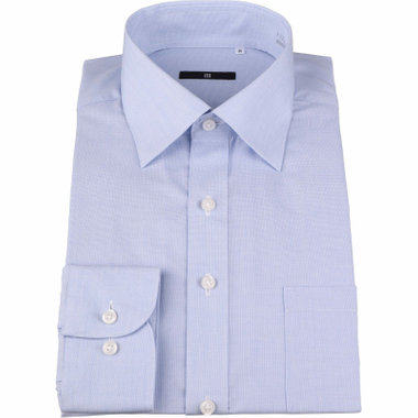 【BLACK LINE】【形態安定】ワイドカラードレスワイシャツ/ブルー×ソリッド