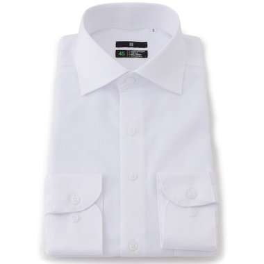 【BLACK LINE】ホリゾンタルワイドワイシャツ/ホワイト/「4S COTTON」スーパーノンアイロン・ストレッチ