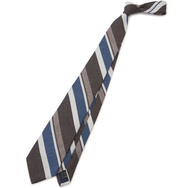 【発送在庫あり】【SL】コットンシルクリネンストライプネクタイ 8.5cm幅/ブラウン×ブルー×ホワイト/ITALIAN FABRICS