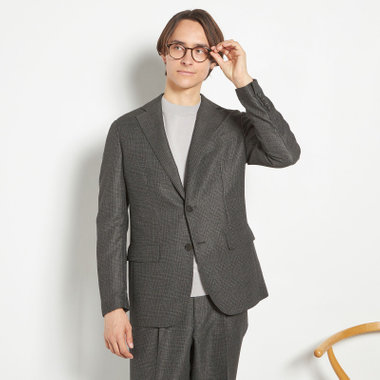 【5DAYS CLOSET】【RBC】【春夏】2釦シングルジャケット/カーキ×チェック/4S SUSTAINABILITY&ECOLOGY FABRIC