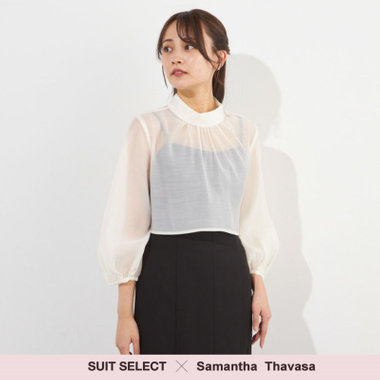 【SUIT SELECT×Samantha Thavasa】【長袖】ボウタイブラウス/オフホワイト