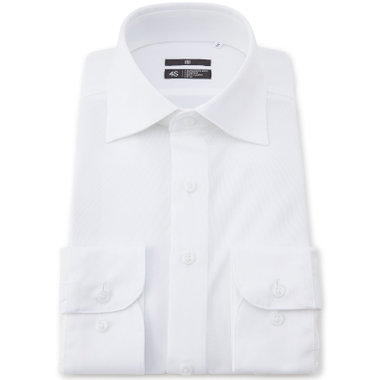 【発送在庫あり】【WEB限定】【BLACK LINE】ワイドカラーワイシャツ/ホワイト/「4S」スーパーノンアイロン・ストレッチ