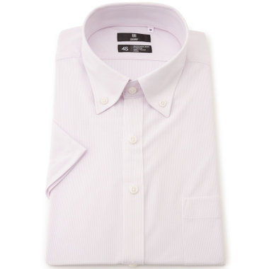 【発送在庫あり】【SKINNY/半袖】ボタンダウンワイシャツ/ピンク×ドビー/「4S」スーパーノンアイロン・ストレッチ