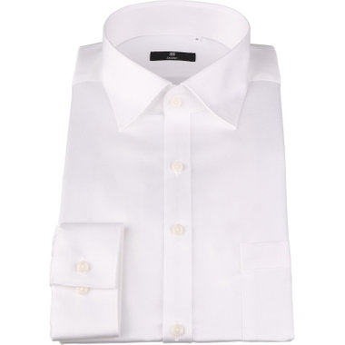 【SKINNY】【形態安定】ワイドカラードレスワイシャツ/ホワイト×ソリッド/ストレッチ