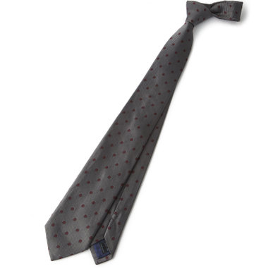 【BLACK LINE】シルクコットンドットネクタイ 7.5cm幅/グレー/ITALIAN FABRICS