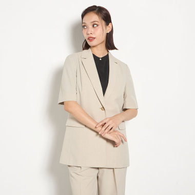 【RELAX WIDE】【春夏】 2釦シングルジャケットワイドパンツスーツ/ベージュ/4S SUSTAINABILITY&ECOLOGY FABRIC/※パンツ裾上げ済仕様