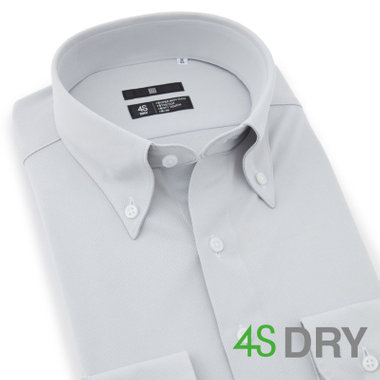 【発送在庫あり】【BLACK LINE】ボタンダウンワイシャツ/グレー×ドビーツイル/「4S」「ULTRA DRY」スーパーノンアイロン・ストレッチ・吸水速乾・汗ジミ抑制