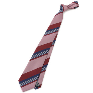 【BLACK LINE】ポリエステルストライプネクタイ 7.5cm幅/ワイン×ネイビー/ウォッシャブル