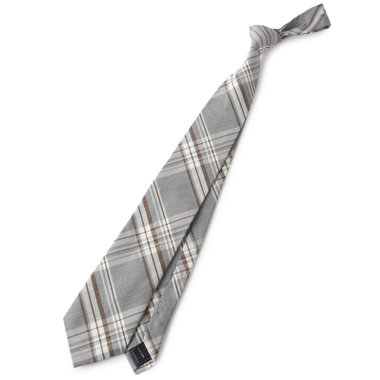 【SILVER LINE】コットンチェックネクタイ 8.0cm幅/グレー
