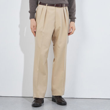 【RBC】【秋冬】2タックワイドパンツ/ベージュ/サイド尾錠/4S SUSTAINABILITY&ECOLOGY FABRIC/※裾上げ必要