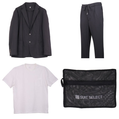 【WEB限定/OUTLET】【発送在庫あり】【RBC】【半袖】Remote Pack Suit/2釦ジャケット・パンツ・Tシャツ・ウォッシャブルネット(4点セット)/ブラック