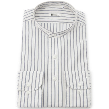 【RBC】バンドカラーシャツ/アイボリー×ストライプ