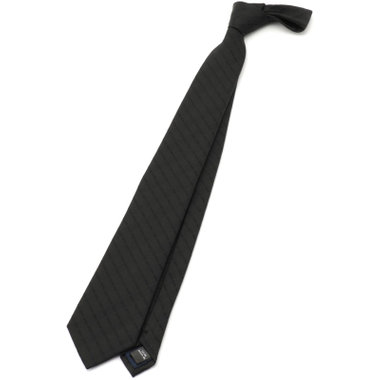 【BLACK LINE】シルクブレンドチェックネクタイ 7.5cm幅/ブラック