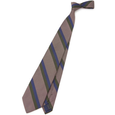 【SILVER LINE】コットンシルクストライプネクタイ 8.5cm幅/ベージュ×グリーン/ITALIAN FABRICS