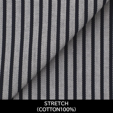 【国内縫製】【パターンオーダー】ワイシャツ/グレー×ストライプ/ストレッチ素材(COTTON100%)