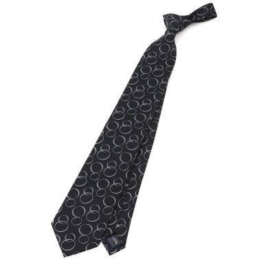 【SILVER LINE】シルクブレンド小紋ネクタイ 8.0cm幅/ブラック