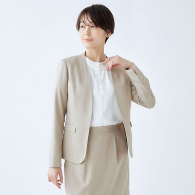 JOURNAL STANDARD ノーカラージャケット ベージュ SL】【年間】ノーカラージャケット/ベージュ/ウォッシャブル