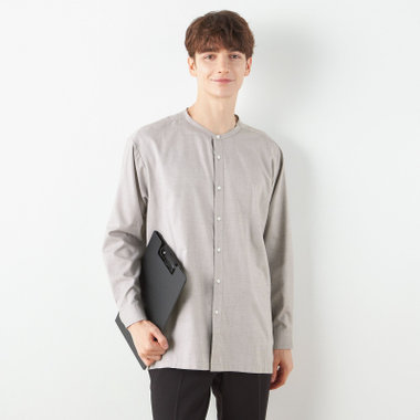 【RBC/長袖】バンドカラーシャツ/グレー