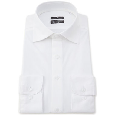 【発送在庫あり】【WEB限定】【BLACK LINE】ワイドカラーワイシャツ/ホワイト×ドビーストライプ/「4S」スーパーノンアイロン・ストレッチ