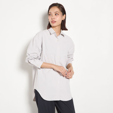 【汗ジミ防止】【SILVER LINE】レギュラーカラーオバーサイズシャツ/ライトグレー