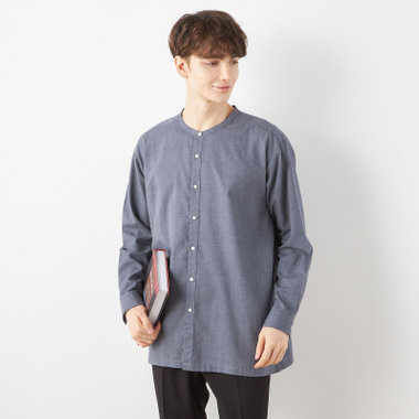 【RBC/長袖】バンドカラーシャツ/ネイビー