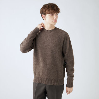 【RBC】【秋冬】ソフトシャギーウールクルーネックニットセーター/ブラウン