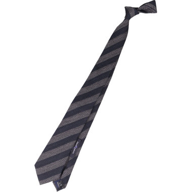 【BL】シルクウールストライプネクタイ 7.5cm幅/ネイビー×グレー/Finest fabrics by COMO ITALY